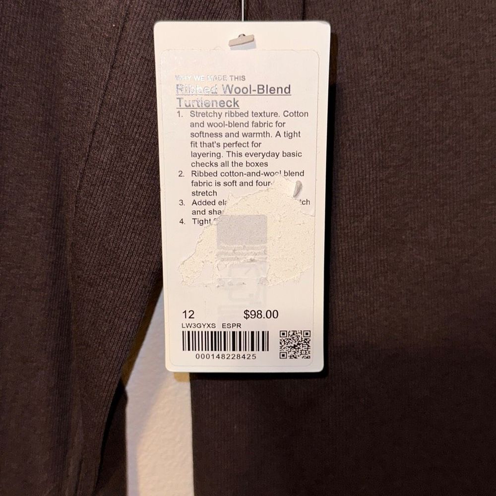 Lululemon Ribbed Wool-Blend Turtleneck in Espresso NWT Sz 12 - Picture 4 of 6